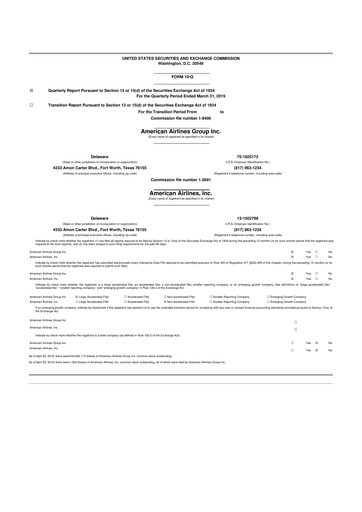 Thumbnail American Airlines 10-Q Quarterly Report FY 