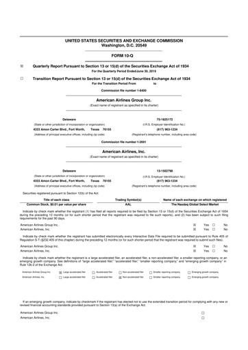 Thumbnail American Airlines 10-Q Quarterly Report FY2019 