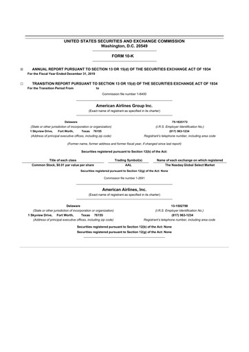 Thumbnail American Airlines 10-K Annual Report 2019