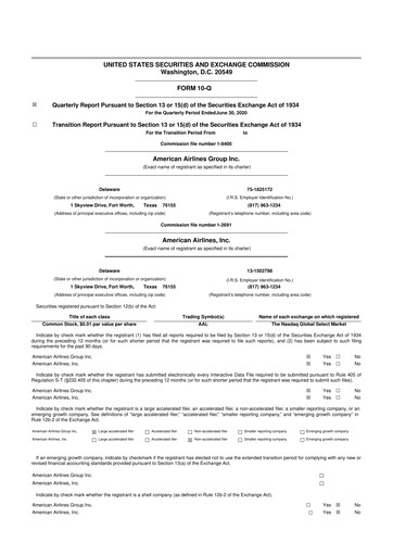 Thumbnail American Airlines 10-Q Quarterly Report FY2020 