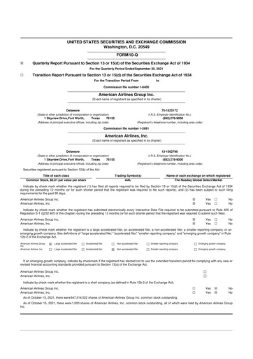 Thumbnail American Airlines 10-Q Quarterly Report FY2021 