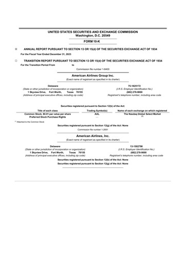 Thumbnail American Airlines 10-K Annual Report 2023