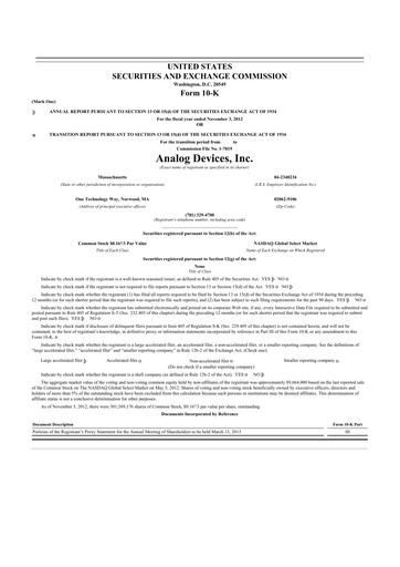 Thumbnail Analog Devices 10-K Annual Report 2012