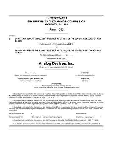 Thumbnail Analog Devices 10-Q Quarterly Report FY2013 