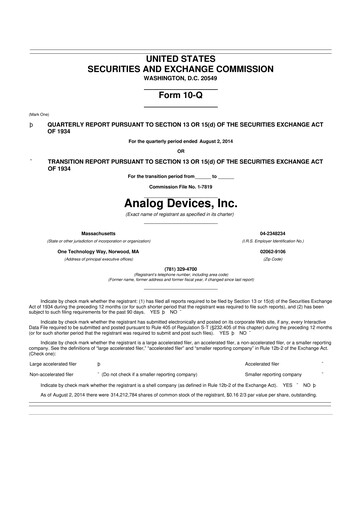 Thumbnail Analog Devices 10-Q Quarterly Report FY2014 