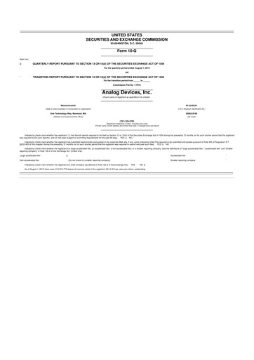 Thumbnail Analog Devices 10-Q Quarterly Report FY2015 