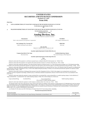 Thumbnail Analog Devices 10-K Annual Report 2016