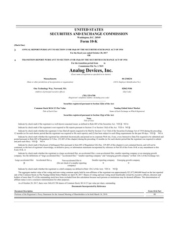 Thumbnail Analog Devices 10-K Annual Report 2017