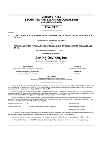 Thumbnail Analog Devices 10-Q Quarterly Report FY2018 