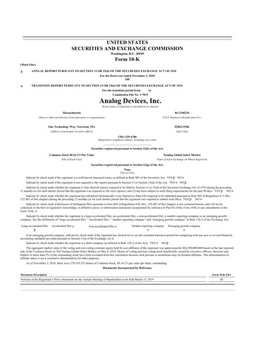 Thumbnail Analog Devices 10-K Annual Report 2018