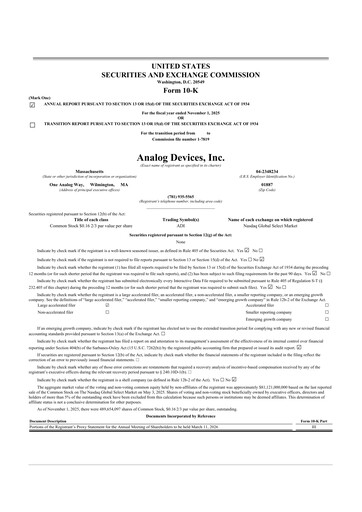 Thumbnail Analog Devices 10-K Annual Report 2025