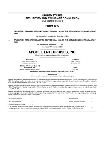Thumbnail Apogee Enterprises 10-Q Quarterly Report FY2019 