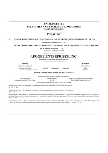 Thumbnail Apogee Enterprises 10-K Annual Report 2021