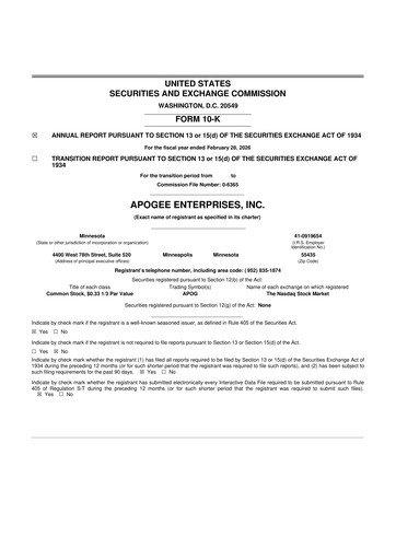 Thumbnail Apogee Enterprises 10-K Annual Report 