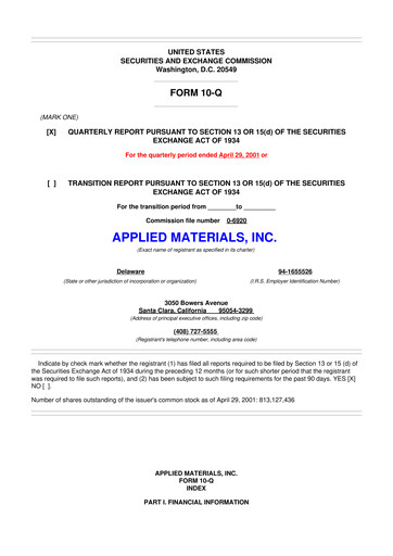 Thumbnail Applied Materials 10-Q Quarterly Report FY 