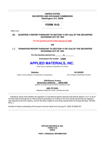 Thumbnail Applied Materials 10-Q Quarterly Report FY 