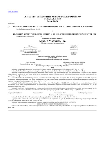 Thumbnail Applied Materials 10-K Annual Report 2012