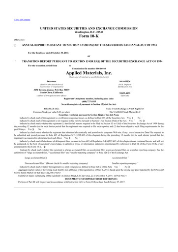 Thumbnail Applied Materials 10-K Annual Report 2016