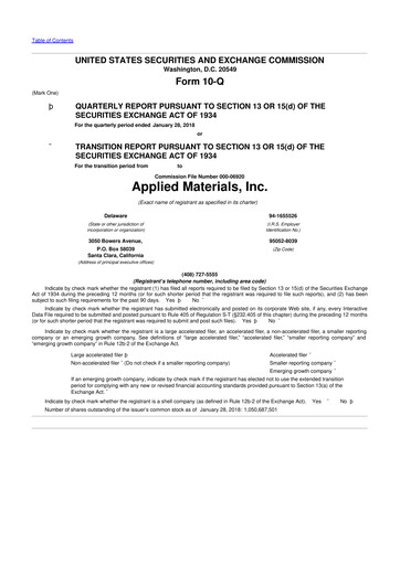 Thumbnail Applied Materials 10-Q Quarterly Report FY2018 