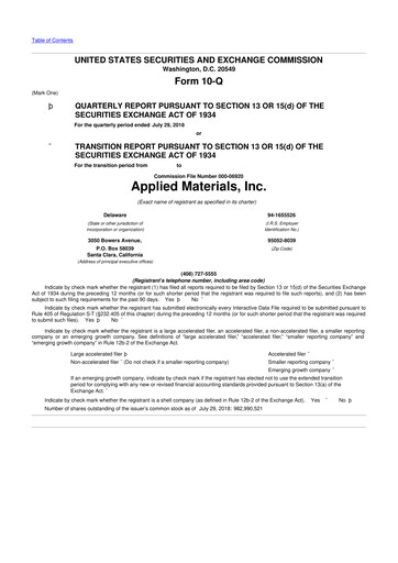 Thumbnail Applied Materials 10-Q Quarterly Report FY2018 
