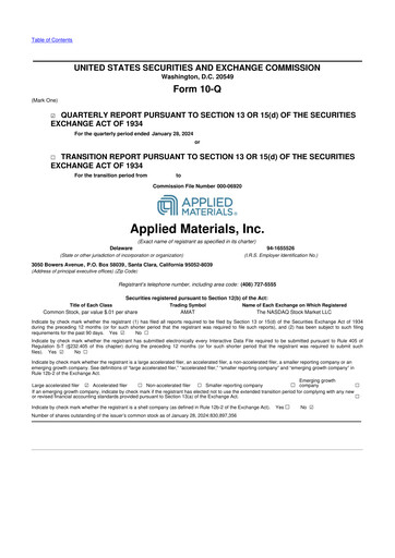 Thumbnail Applied Materials 10-Q Quarterly Report FY2024 