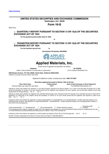 Thumbnail Applied Materials 10-Q Quarterly Report FY2025 