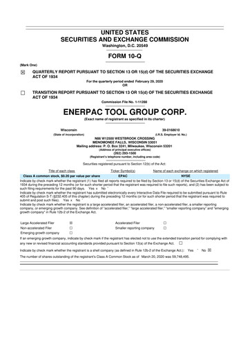 Thumbnail Enerpac Tool Group
 10-Q Quarterly Report FY2020 