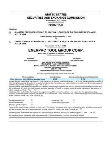 Thumbnail Enerpac Tool Group
 10-Q Quarterly Report FY2020 