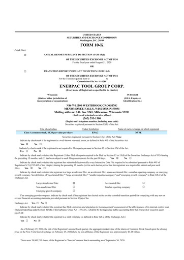 Thumbnail Enerpac Tool Group
 10-K Annual Report 2020