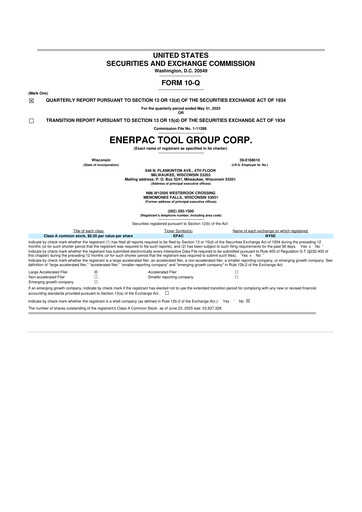 Thumbnail Enerpac Tool Group
 10-Q Quarterly Report FY2025 