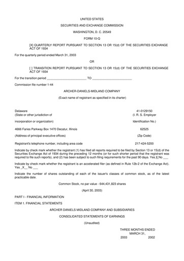 Thumbnail Archer Daniels Midland (ADM)
 10-Q Quarterly Report FY 
