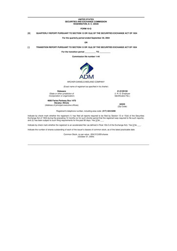 Thumbnail Archer Daniels Midland (ADM)
 10-Q Quarterly Report FY 