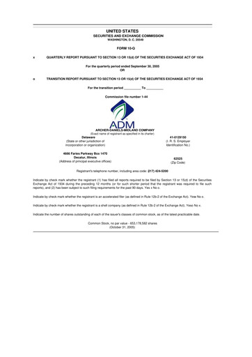 Thumbnail Archer Daniels Midland (ADM)
 10-Q Quarterly Report FY 