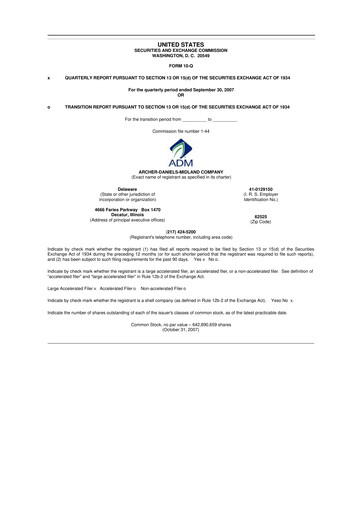 Thumbnail Archer Daniels Midland (ADM)
 10-Q Quarterly Report FY 