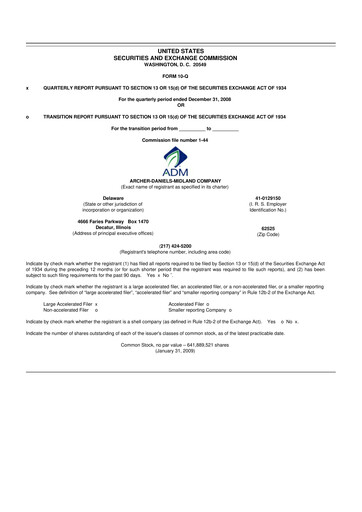 Thumbnail Archer Daniels Midland (ADM)
 10-Q Quarterly Report FY 