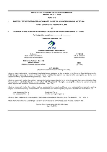 Thumbnail Archer Daniels Midland (ADM)
 10-Q Quarterly Report FY 