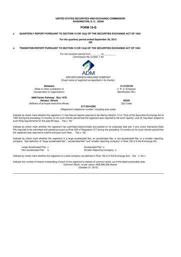 Thumbnail Archer Daniels Midland (ADM)
 10-Q Quarterly Report FY 
