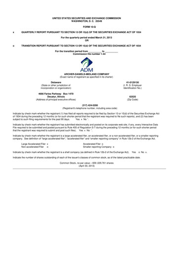 Thumbnail Archer Daniels Midland (ADM)
 10-Q Quarterly Report FY 