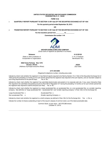 Thumbnail Archer Daniels Midland (ADM)
 10-Q Quarterly Report FY 