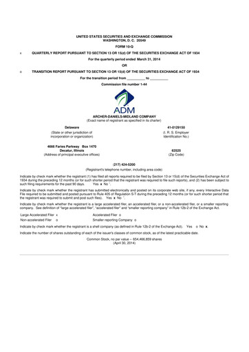 Thumbnail Archer Daniels Midland (ADM)
 10-Q Quarterly Report FY 