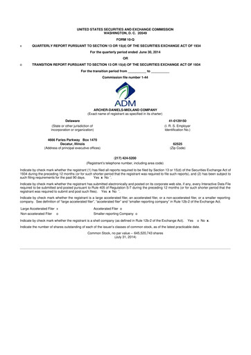 Thumbnail Archer Daniels Midland (ADM)
 10-Q Quarterly Report FY 