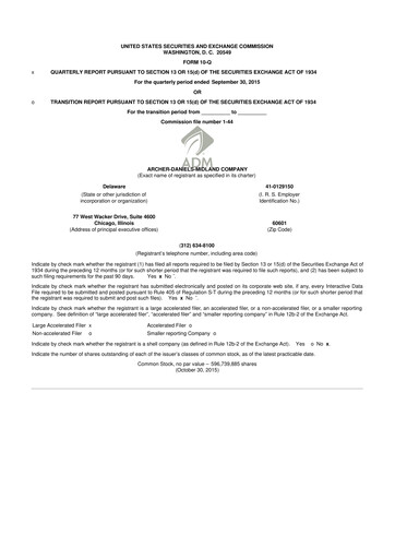 Thumbnail Archer Daniels Midland (ADM)
 10-Q Quarterly Report FY2015 