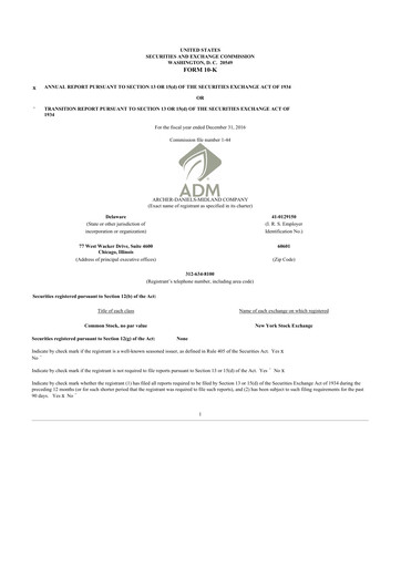 Thumbnail Archer Daniels Midland (ADM)
 10-K Annual Report 2016