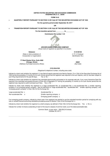 Thumbnail Archer Daniels Midland (ADM)
 10-Q Quarterly Report FY2017 