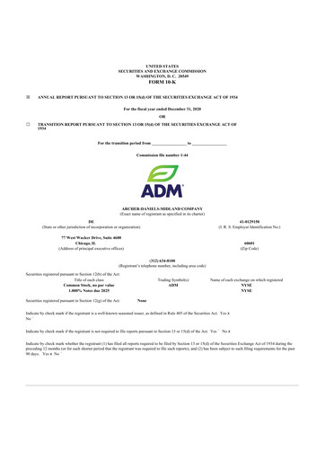 Thumbnail Archer Daniels Midland (ADM)
 10-K Annual Report 2020
