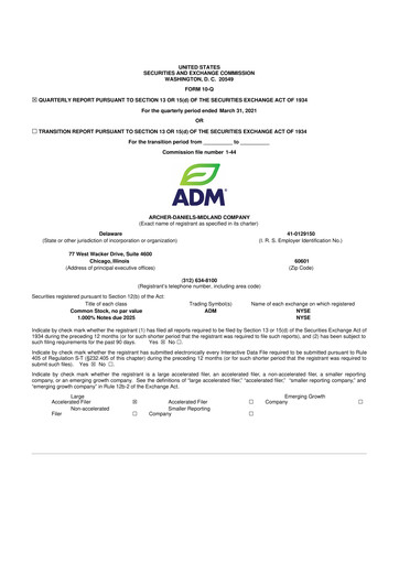 Thumbnail Archer Daniels Midland (ADM)
 10-Q Quarterly Report FY2021 