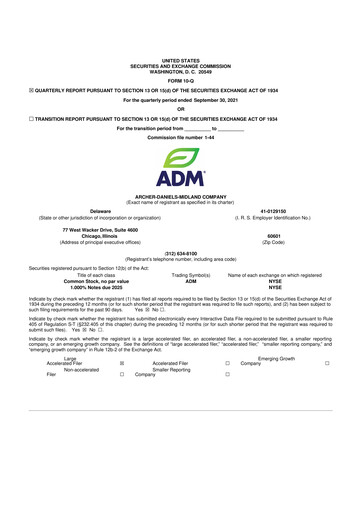 Thumbnail Archer Daniels Midland (ADM)
 10-Q Quarterly Report FY2021 