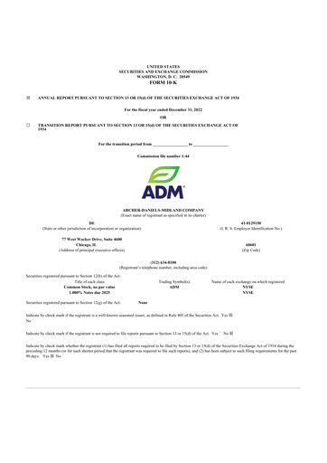 Thumbnail Archer Daniels Midland (ADM)
 10-K Annual Report 2022