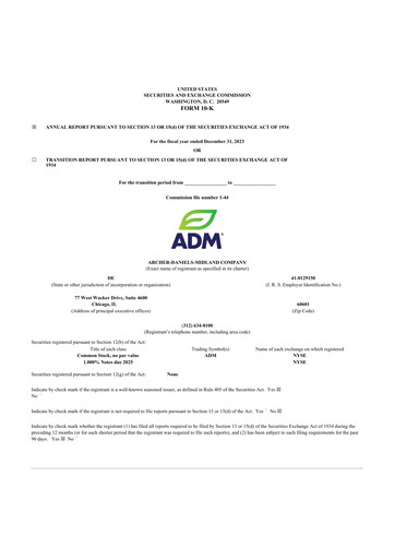 Thumbnail Archer Daniels Midland (ADM)
 10-K Annual Report 2023