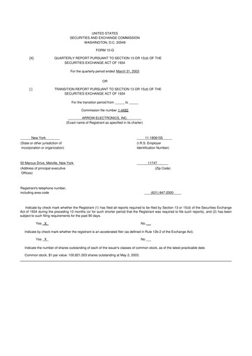 Thumbnail Arrow Electronics
 10-Q Quarterly Report FY 